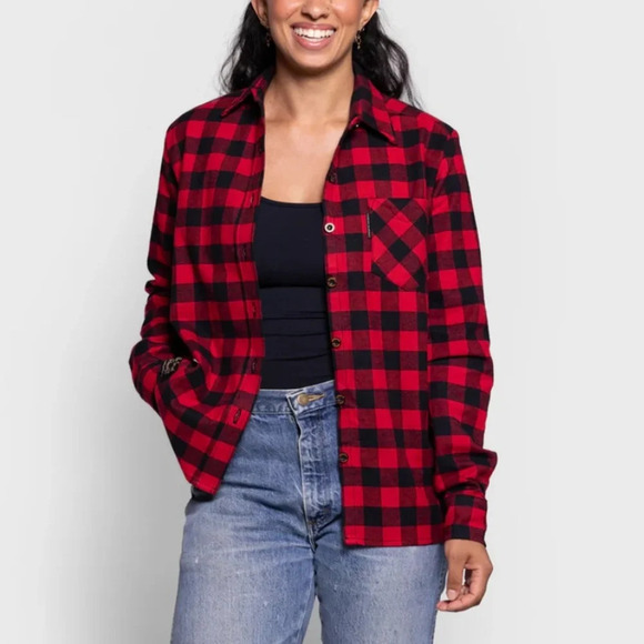 Flannel Co Stylish Buffalo Check Flannel plaid shirt. Red and Black size XXL - Picture 3 of 14